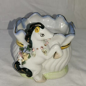 Vintage Ceramic Spring Horse Bowl Figurine